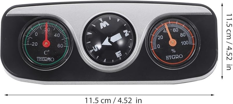 Car Dashboard Compass Ball Thermometer Hygrometer Decoration Black - Image 2